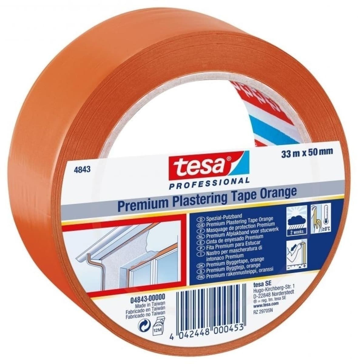 Taśma tynkarska profesjonalna PVC na zew bardzo mocna 33m 50mm pomarańczowa 04843-00008-00