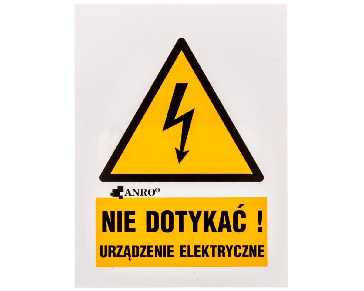 Samoprzylepna tabliczka ostrzegawcza /Nie dotykać urządzenie elektryczne 52x74/ 1EOA/Q1/F