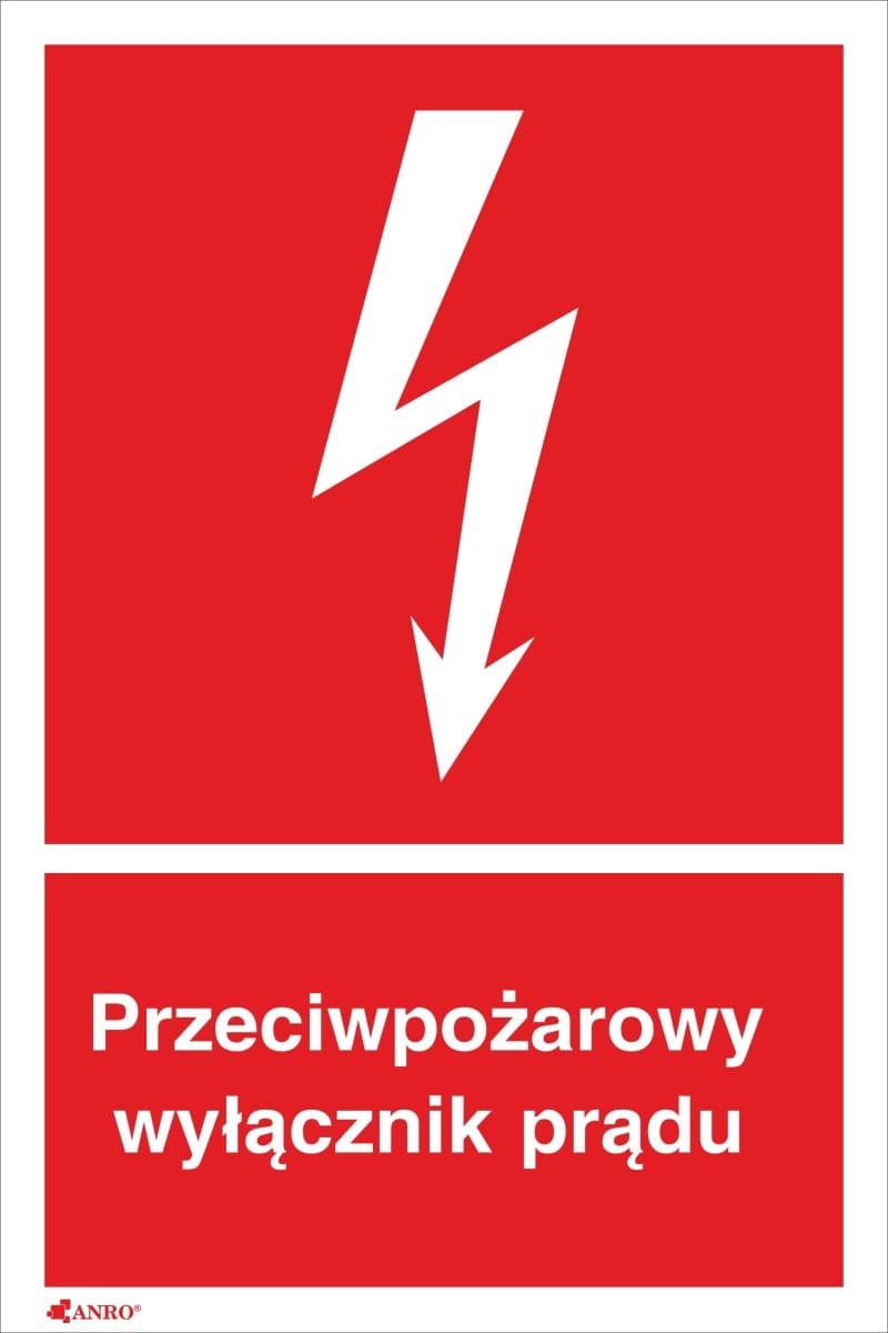 Naklejka ostrzegawcza /Przeciwpożarowy wyłącznik prądu 150x205/ 31P/F1/FS /5szt./