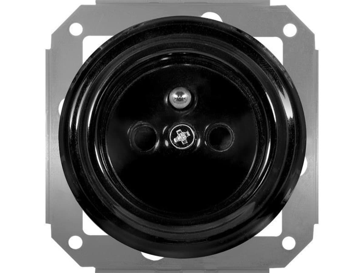 Gniazdo pojedyncze 2P+Z Retro ceramic bez ramki, 16A-250V~, czarne